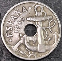 Spanyolország 50 céntimo, 1949. Nyílak felfelé mutatnak