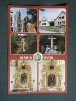Képeslap,mozaik,Máriagyűd,Barokk kegytemplom belső,oltár ,szobor,kereszt látkép,részlet,1988-