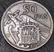 Spanyolország 50 Peseta, 1957. Peremírás: "UNA * * GRANDE * * LIBRE * *" (1958)