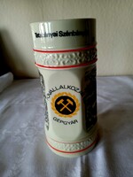 Hollóházi porcelán bányász emlék korsó
