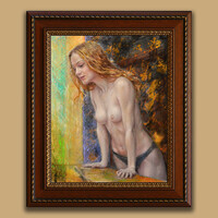 Kárpáti József: Ablakban - keretezve: 60x50cm - alkotás: 50x40cm - száma: KJ25-415M