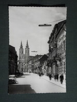 Képeslap,Miskolc,Mindszenti Róm. kat. templom,utca látkép,részlet,1965-