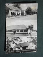 Képeslap,Nagylók,mozaik,művelődési ház,tanácsháza,vendéglő,kocsma,utca látkép,részlet,1962-