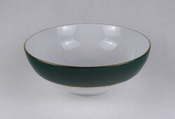 1U382 Hibátlan zöld, aranyozott Zsolnay Olíva porcelán tésztás tál 24.5 cm