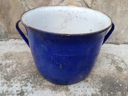 Öntöttvas kék zománcozott tál , antik