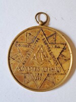 Herpka Károly Könyves Kálmán Szabadkőműves páholy jelvénye XIX. sz. vége aranyozott bronz érem