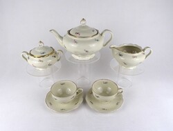 1U381 Old White, Gilded Schlaggenwald Porcelain Tea Breakfast Set for 2