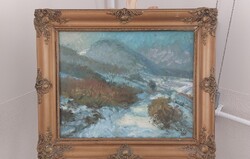 Tóth B. László tájkép festmény 64x54  cm kerettel