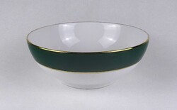 1U383 Hibátlan zöld, aranyozott Zsolnay Olíva porcelán tésztás tál 22 cm
