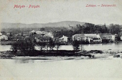 Pöstyén (Felvidék)  látképe - antik képeslap    / Lamp Gyula kadása. Pöstyén