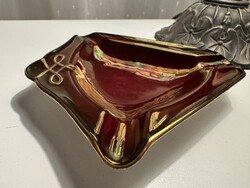 Vintage angol Carlton Ware Rouge Red, vörös lüsztermázas alapú hamutartó