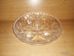 Gyönyörű kristály üveg három lábú kínáló tál asztalközép - átm. 27 cm (6p)
