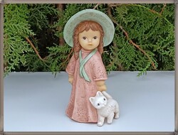 Goebel Nina-Marco Limpke, porcelán kislány cicával