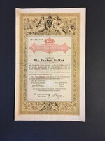 Osztrák Államadóssági Kötvény 1000 Gulden 1868.