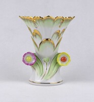 1U424 Viktória mintás, aranyozott Herendi ibolyaváza 13 cm