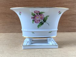 HERENDI PORCELÁN, OVÁLIS ALAKÚ, OROSZLÁN LÁBAS VIRÁG FESTÉSŰ KASPÓ