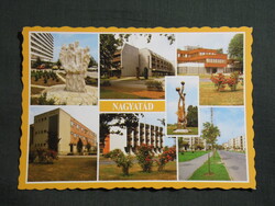 Képeslap,Nagyatád,mozaik,hotel,szobor,park,iskola,utca látkép,részlet, 1985-