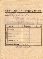 Zacskó, tasak: Kovács János késárúgyár, Szeged. (reklám)