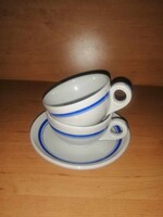 Antik Zsolnay porcelán kék szélű kávéscsésze, csésze 2 db, 1 db aljjal (22/K)