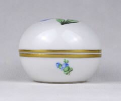 1U425 Régi Kitty mintás, aranyozott Herendi porcelán bonbonier 7.3 cm