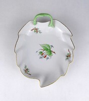 1U428 Levél alakú Hecsedli mintás Herendi aranyozott porcelán asztalközép kínáló tál 19.5 cm