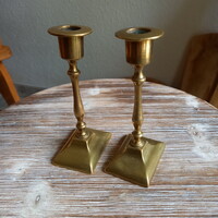 Kecses antik réz gyertyatartó pár (12,7 cm)