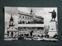 Képeslap,Nagykőrös,mozaik,Kossuth Lajos szobor,Rk. templom,emlékmű látkép,részlet,1962-