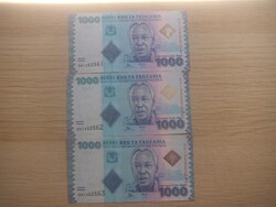 Tanzánia  1000 Schilling 2017 Sorszámkövető 3 db Egyben