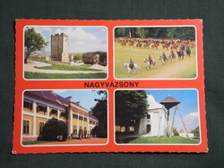 Képeslap,Nagyvázsony,mozaik,Kinizsi Várjátékok,múzeum,templom,részlet, 1982-