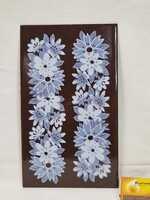 Zománc, zománcos tábla, virág motívumos festéssel szép állapotban  22 X 13 cm.