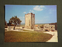 Képeslap,Nagyvázsony,Kinizsi szobor,vár,lakótorony látkép,részlet, 1978-