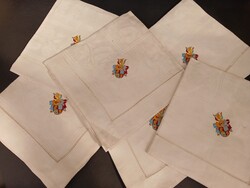 6 db Antik Királyi/Uralkodói Címeres Szalvéta/Asztalterítő