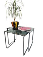Üveg space age sorozatasztal, lerakóasztal pár - 52508