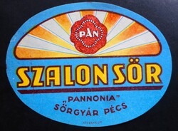 Régi sörös italcíme (Pannónia Sörgyár, Pécs) szép állapotban
