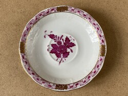 LILA SZÍNŰ APPONYI HERENDI PORCELÁN MOKKÁS, KÁVÉS CSÉSZE ALÁTÉT 11.4 CM