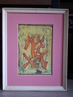 Barta István (1892-1976) festmény, őzek tánca
