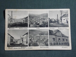 Képeslap,Komló,Herbert vendéglő,Hangya szöv.,Grünhut rőfösüzlet,Nemesi József festő kiadás, 1935-