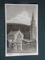 Képeslap,Komló,Szent Borbála bányász templom látkép,részlet,Nemesi József festő kiadás, 1938-