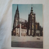 Retro képeslap: Prága Szent Vitus székesegyház  1966. bélyeggel