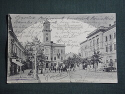 Képeslap,Komárom,Klapka tér,szobor látkép,részlet,Spitzer Sándor Komárom kiadás,1905-