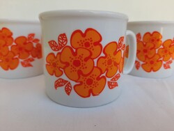 Zsolnay narancs viragos 3dl porcelan bogrek