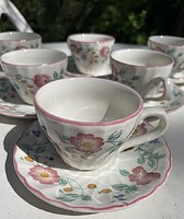 Angol virágos 6 személyes káves csésze+alj