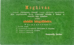 Meghívó: Pancsovai "Vörösmarty-körnek" az alakuló közgyűlésre, 1878.