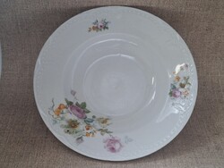 Zsolnay rózsás, gyöngyös tál, tányér, falra akasztható, 23,8 cm