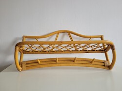 Régi retro 80 cm rattan fali fogas kalaptartó akasztó