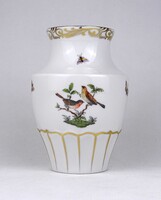 1U630 Régi Rothschild mintás, fehér Herendi porcelán váza 15.5 cm