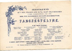 Meghívó: Az I. ker. Polgári kör táncestélyére, Budapest, 1895.