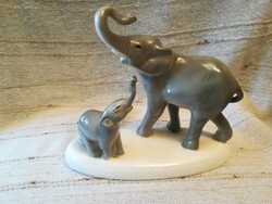 Kerámia figura /Gránit/ elefánt mama kicsinyével
