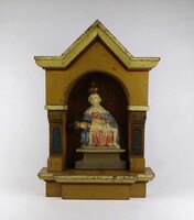 1U570 Antik falioltár Mária halott Jézussal faragott festett faszobor 60 cm