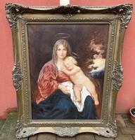 Zubor Rezső óriás festmény Madonna gyermekkel egyházi vallási katolikus szentkép